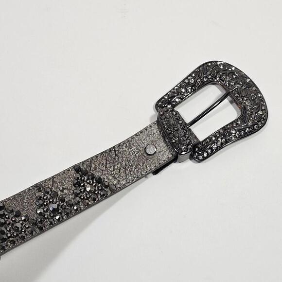 Shyanne 186 Pewter Western Rhinestone Belt Silver Buckle Rodeo Size M / L main image 6